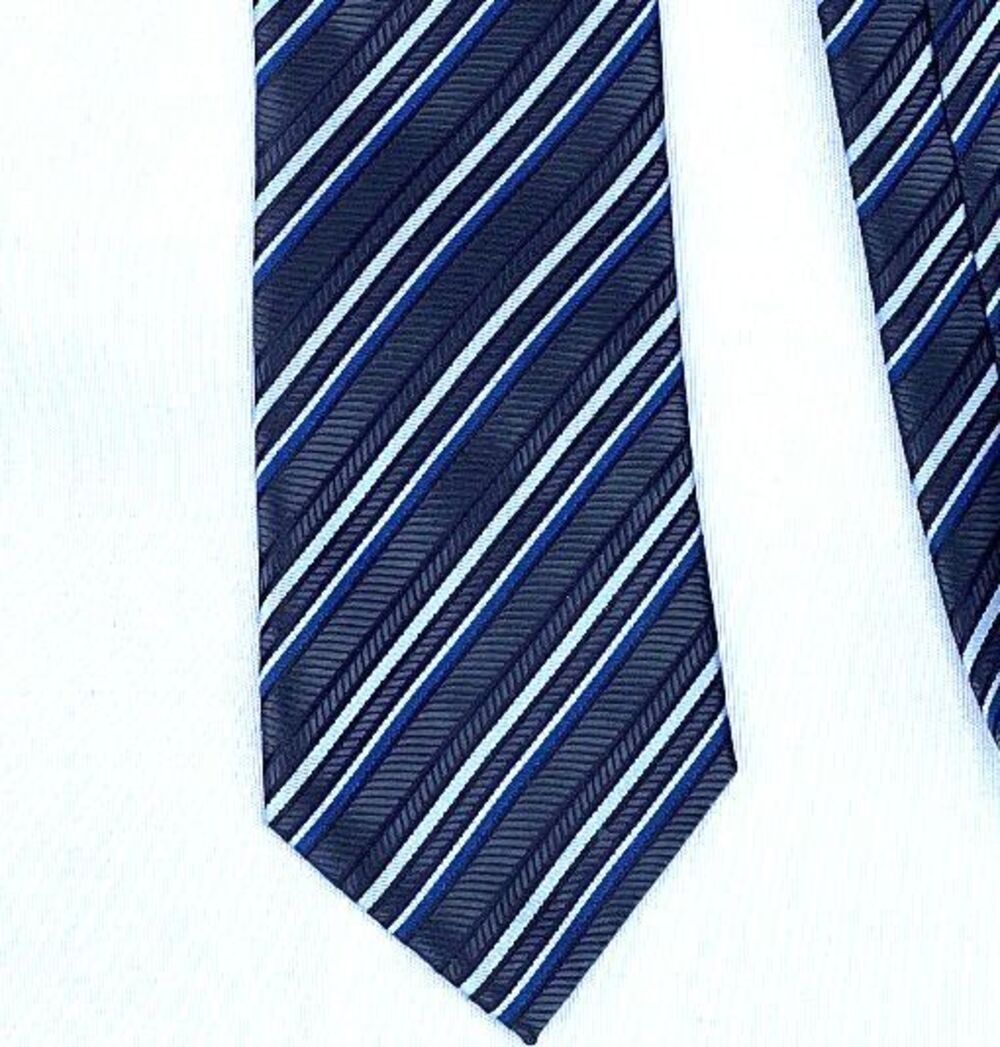 Adulove Blue Striped Geometric  Tie